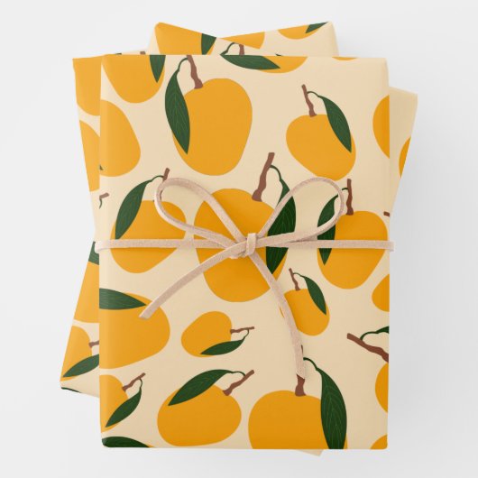 Mango Summer Fruit Pattern Inpakpapier Vel (In situ)