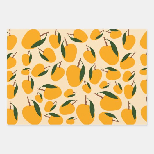 Mango Summer Fruit Pattern Inpakpapier Vel (Voorkant)