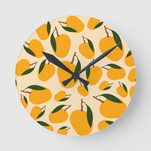 Mango Summer Fruit Pattern Kitchen Decor Ronde Klok (Voorkant)