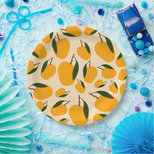 Mango Summer Fruit Pattern Papieren Bordje (Feest)