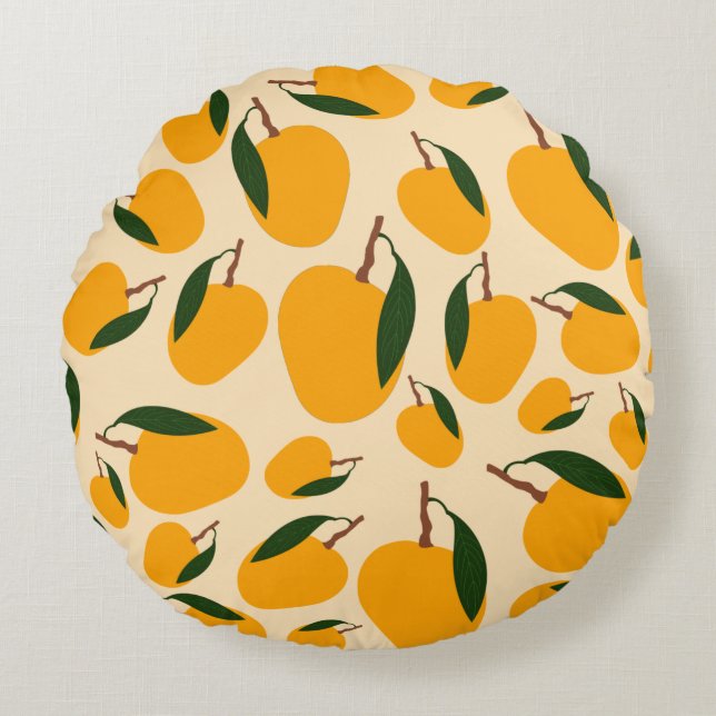 Mango Summer Fruit Pattern Rond Kussen (Voorkant)