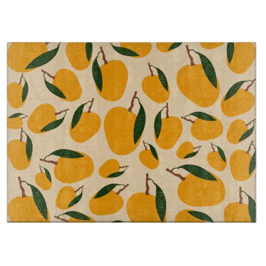 Mango Summer Fruit Pattern Snijplank (Voorkant)