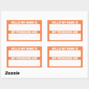 Mango Tango-naam & Pronoun-labels Rechthoekige Sticker