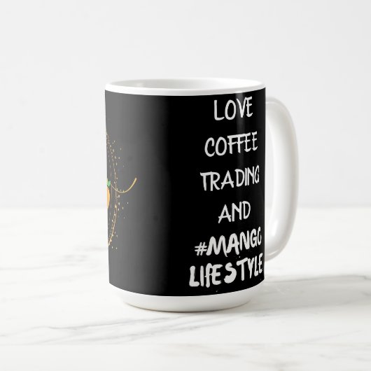 MANGO teamnaam bewerkbare tekst sinaasappel Koffiemok (Voorkant rechts)