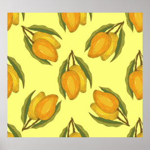 mango: Tropisch handgetekend patroon. Poster