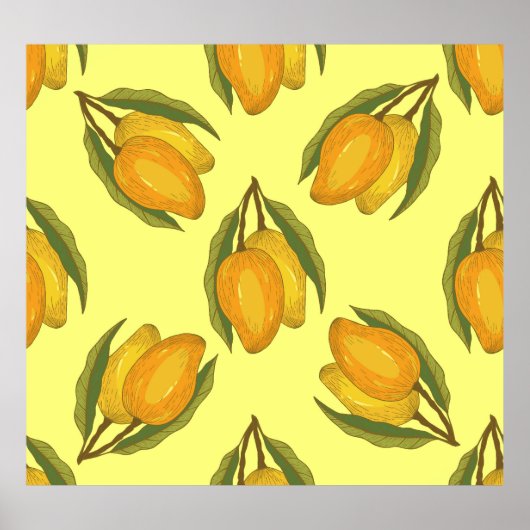  mango: Tropisch handgetekend patroon. Poster (Voorkant)