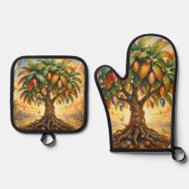 Mango – Tropische Frucht voller Geschmack´7 Ovenwant & Pannenlap Set