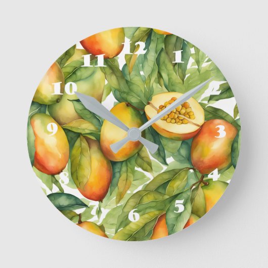 Mango Vruchten en Bladeren  Ronde Klok (Voorkant)