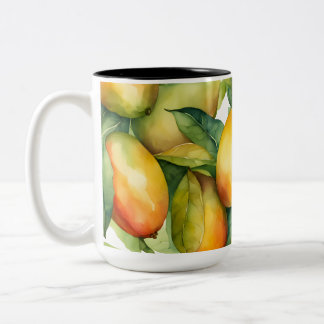 Mango Vruchten en Bladeren Tweekleurige Koffiemok