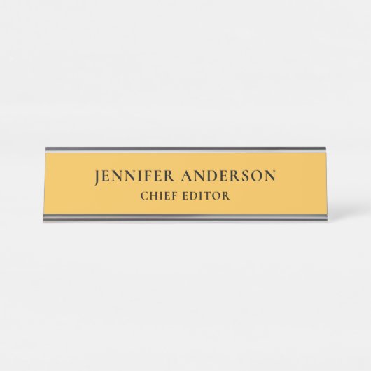 Mango Yellow Professional Modern Plain Minimalist Bureau Naambordje (Voorkant)