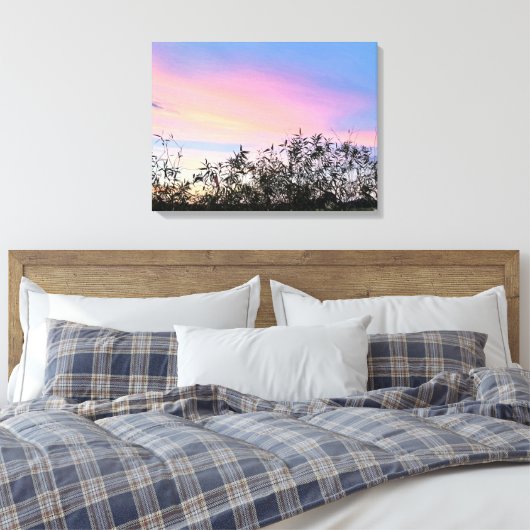 Mango Zonsondergang Hemelsblauw Roze Canvas Art Se (Insitu (Slaapkamer))