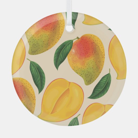 Mangofruit naadloos patroon glas ornament (Voorkant)