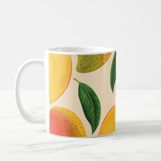 Mangofruit naadloos patroon koffiemok (Links)