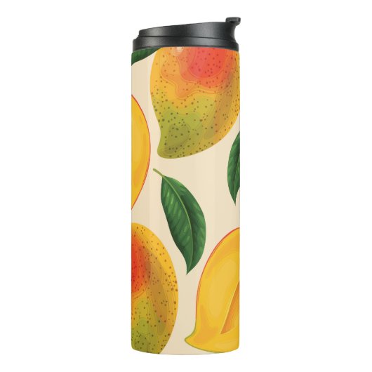 Mangofruit naadloos patroon thermosbeker (Gedraaid links)