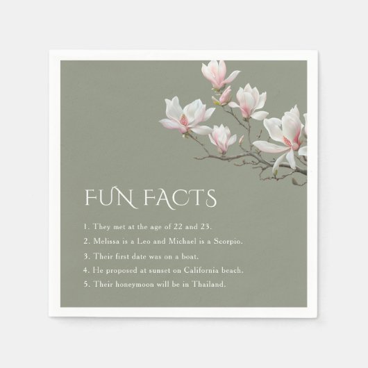 Mangolia Sage Green Fun Facts Wedding  Servet (Voorkant)