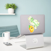 Mangonificent - Punny Garden Sticker (Laptop op bureau)