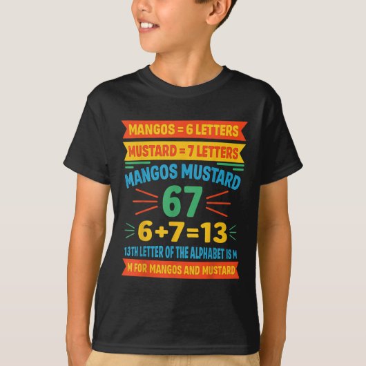 Mangos Mosterd 67 T-shirt Grappige Alfabet Code M  (Voorkant)