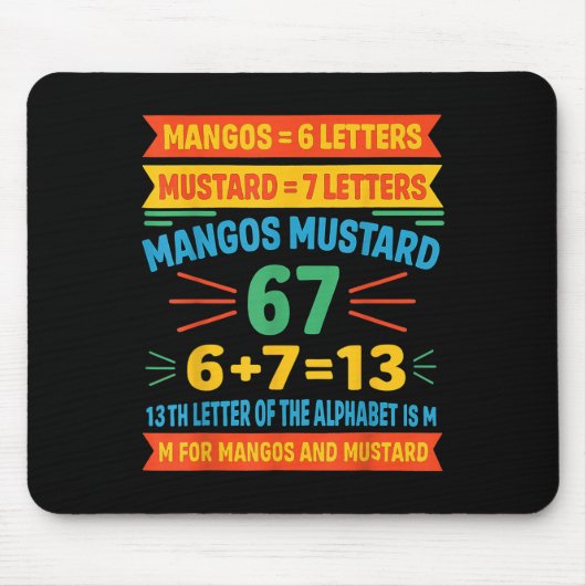 Mangos Mosterd 67 T-shirt Grappige Alfabet Code M Muismat (Voorkant)