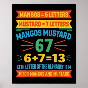 Mangos Mosterd 67 T-shirt Grappige Alfabet Code M Poster