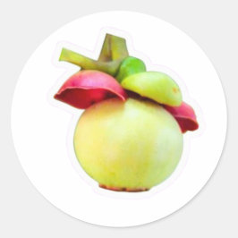 Mangosteen Fruit Sticker, Exotische Lombok Indones Ronde Sticker