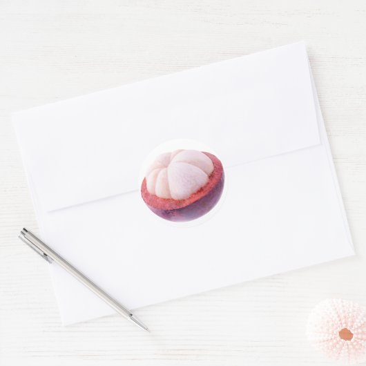 Mangosteen half ronde sticker (Envelop)
