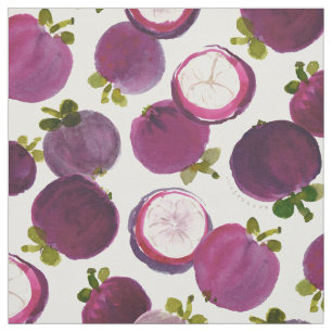 MANGOSTEEN MANIA Paarse tropische vruchten Stof