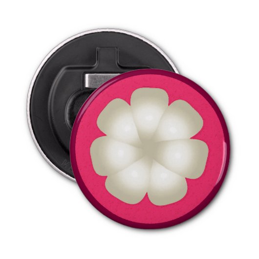 Mangosteen stylized Exotic Fruit Slice Button Flesopener (Voorkant)