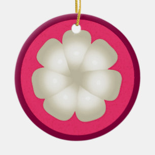 Mangosteen stylized Exotic Fruit Slice Keramisch Ornament