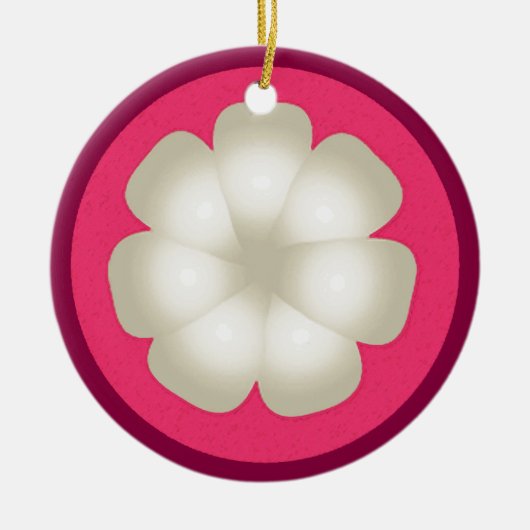 Mangosteen stylized Exotic Fruit Slice Keramisch Ornament (Voorkant)