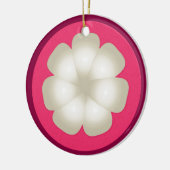 Mangosteen stylized Exotic Fruit Slice Keramisch Ornament (Links)