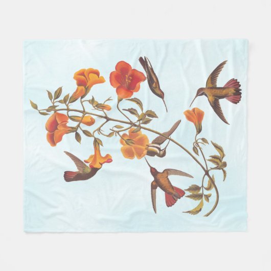 Mangrove Hummingvogels met Oranje trompetbloemen Fleece Deken (Voorkant (Horizontaal))