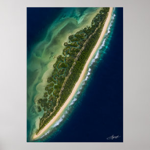 Mangrove Lagune op Barrière-eiland vanuit de Satel Poster