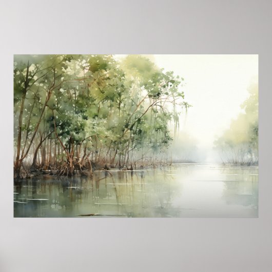 Mangrove Marvel: Waterverf van levendige mangroven Poster (Voorkant)