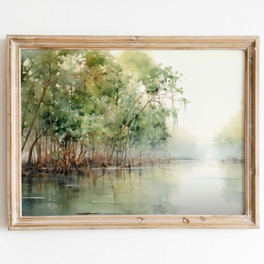 Mangrove Marvel: Waterverf van levendige mangroven Poster