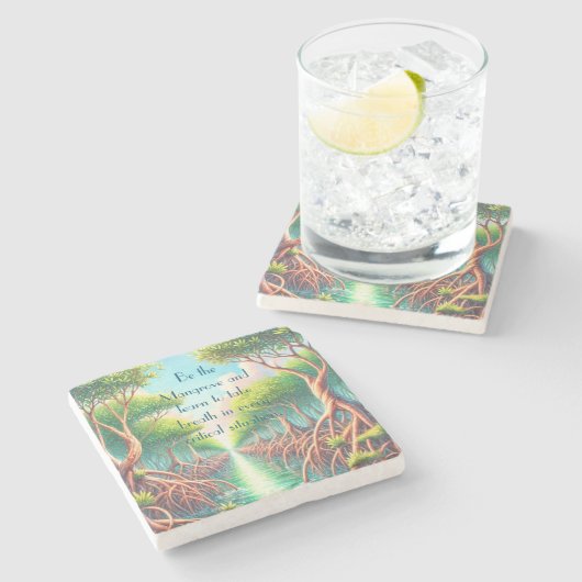 Mangrove & offerte stenen onderzetter (Zijkant)