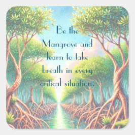 Mangrove & Quote Kaart Vierkante Sticker
