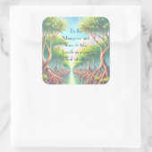 Mangrove & Quote Kaart Vierkante Sticker (Tas)