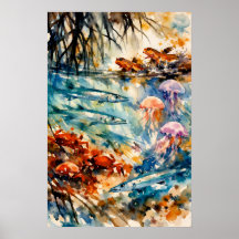 Mangrove-wildlife in watercolor-kunst