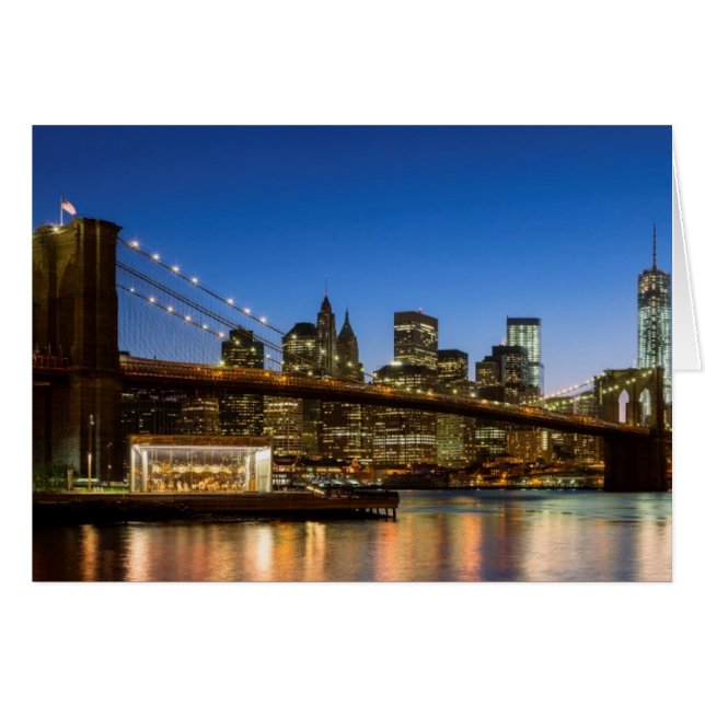 Manhattan and Brooklyn Bridge bij schemering (Voorkant Horizontaal)