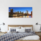 Manhattan and Brooklyn Bridge bij schemering Canvas Afdruk (Insitu (Slaapkamer))