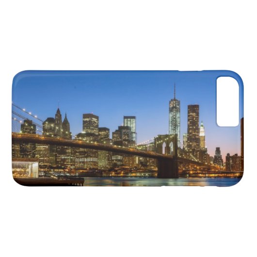 Manhattan and Brooklyn Bridge bij schemering Case-Mate iPhone Case (Achterkant (Horizontaal))