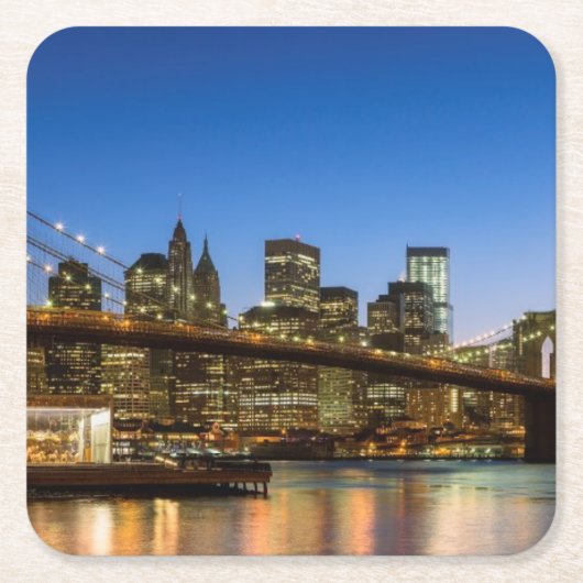 Manhattan and Brooklyn Bridge bij schemering Kartonnen Onderzetters (Voorkant)