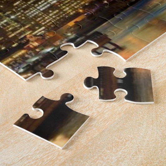 Manhattan and Brooklyn Bridge bij schemering Legpuzzel (Zijkant)