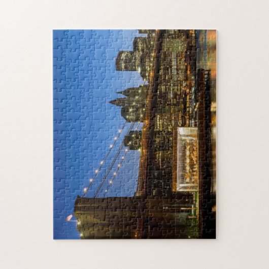 Manhattan and Brooklyn Bridge bij schemering Legpuzzel (Verticaal)
