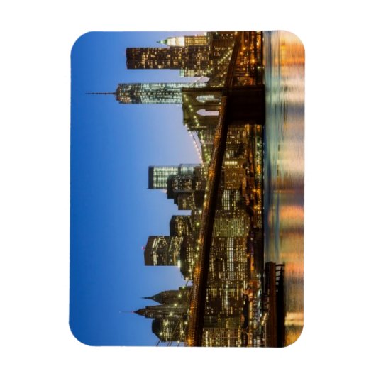 Manhattan and Brooklyn Bridge bij schemering Magneet (Verticaal)