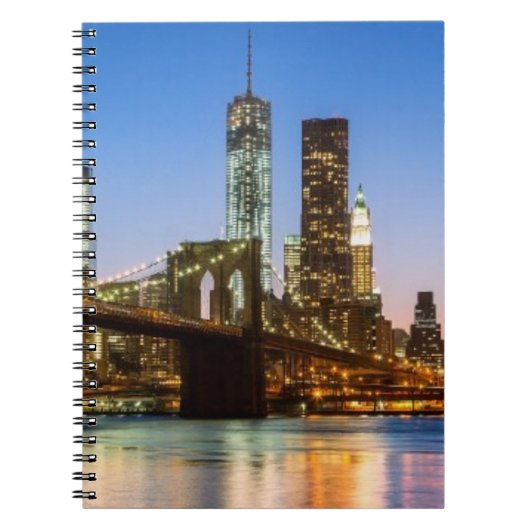 Manhattan and Brooklyn Bridge bij schemering Notitieboek (Voorkant)