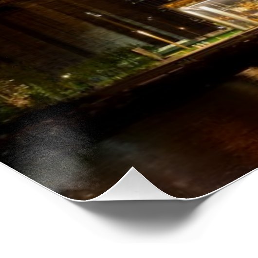 Manhattan and Brooklyn Bridge bij schemering Poster (Hoek)