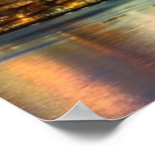 Manhattan and Brooklyn Bridge bij schemering Poster (Hoek)