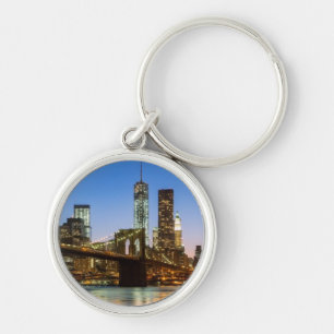 Manhattan and Brooklyn Bridge bij schemering Sleutelhanger