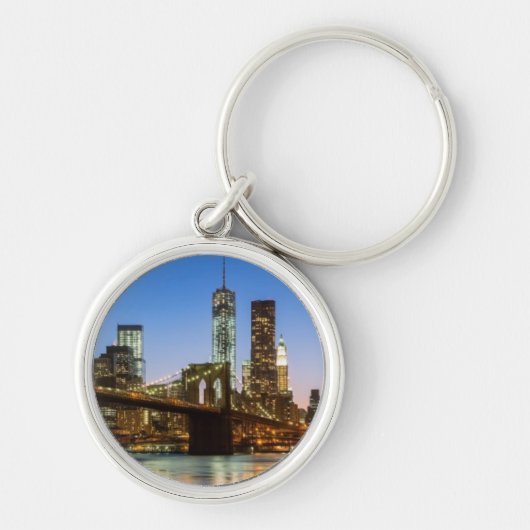 Manhattan and Brooklyn Bridge bij schemering Sleutelhanger (Voorkant)